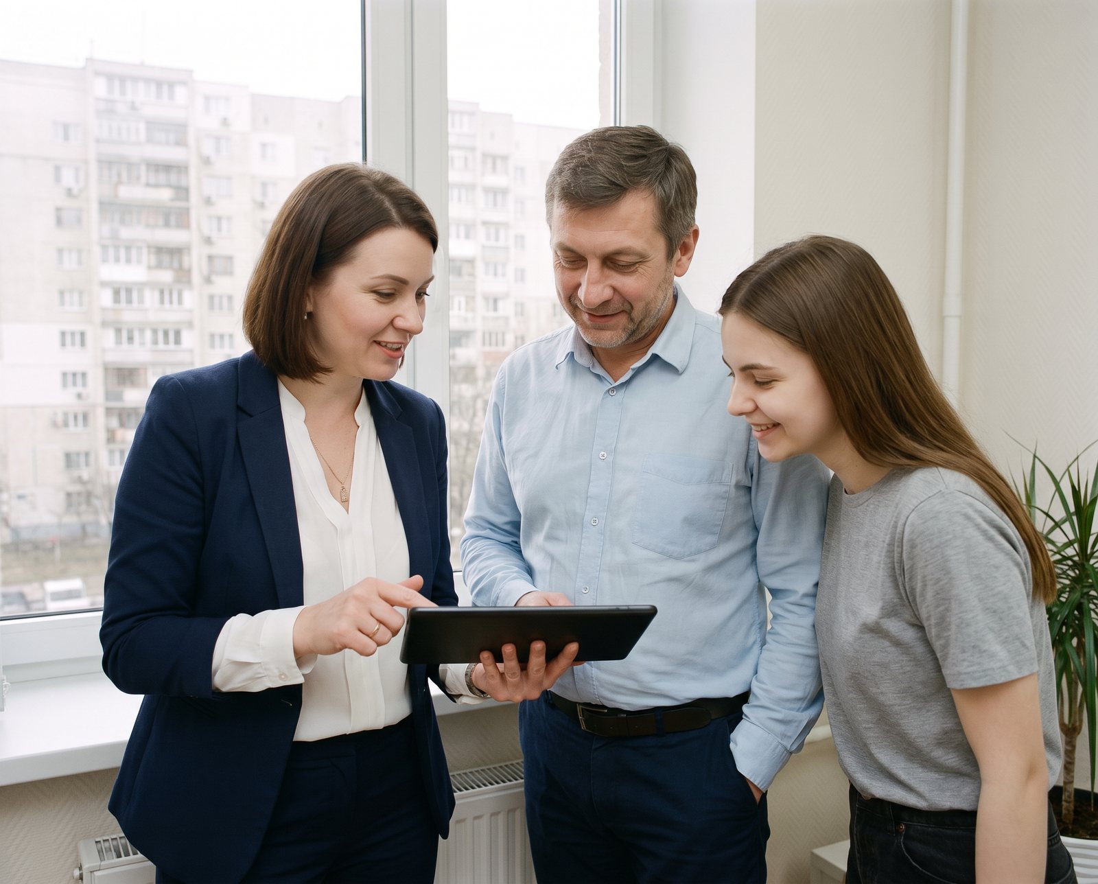 Команда WORKIN у київському офісі переглядає анкети кандидатів на планшеті