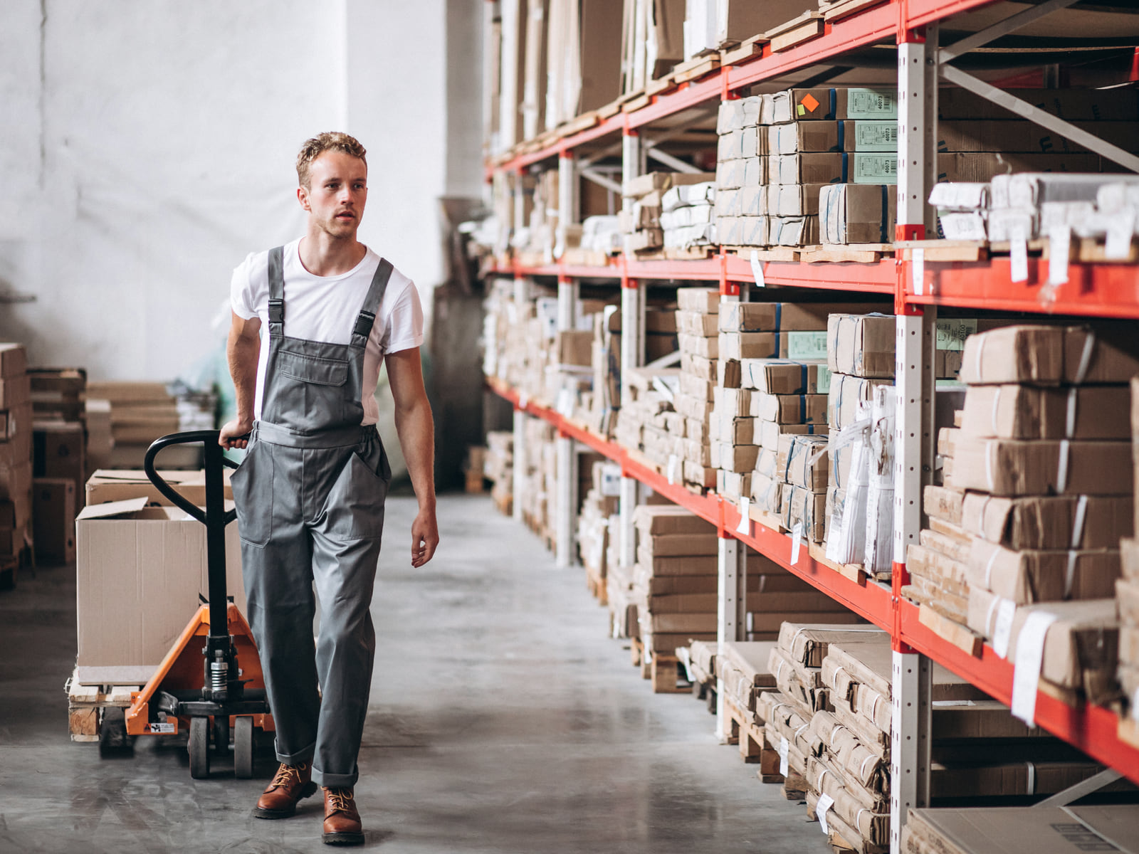 An evening shift in a distribution centre, natural industrial light