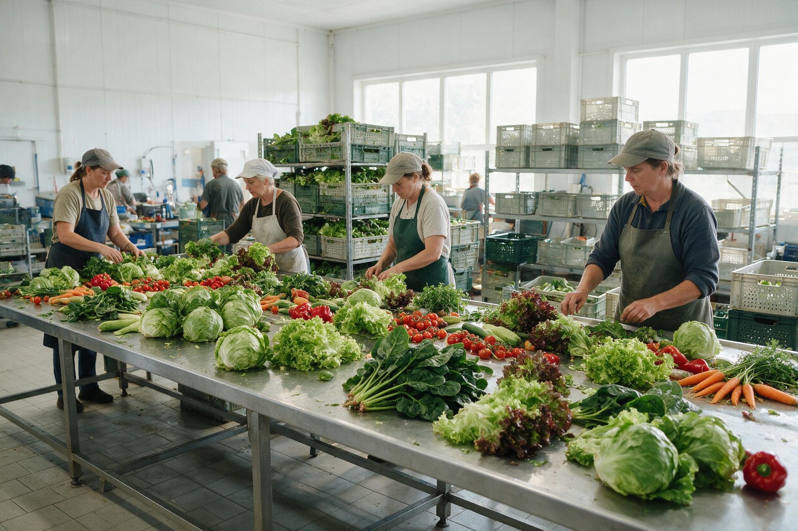 Тимчасові працівники на сезонній зміні сортування продукції